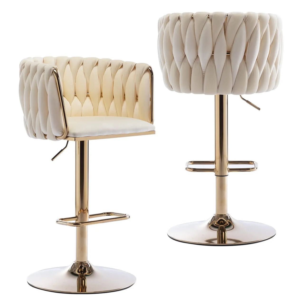 Beige Velvet Bar Stool (Gold) E & A Home Decors